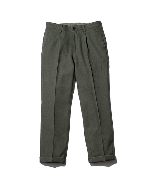 MR.OLIVE / RETRO POLYESTER TWILL / ONE PLEATS STA-PREST TAPERED