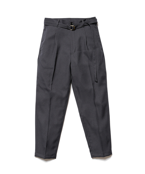 MR.OLIVE / RETRO POLYESTER TWILL / BELTED WIDE TAPERED PANTS 