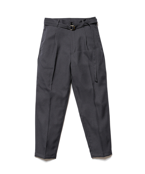 MR.OLIVE / RETRO POLYESTER TWILL / BELTED WIDE TAPERED PANTS