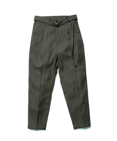 MR.OLIVE / RETRO POLYESTER TWILL / BELTED WIDE TAPERED PANTS ...