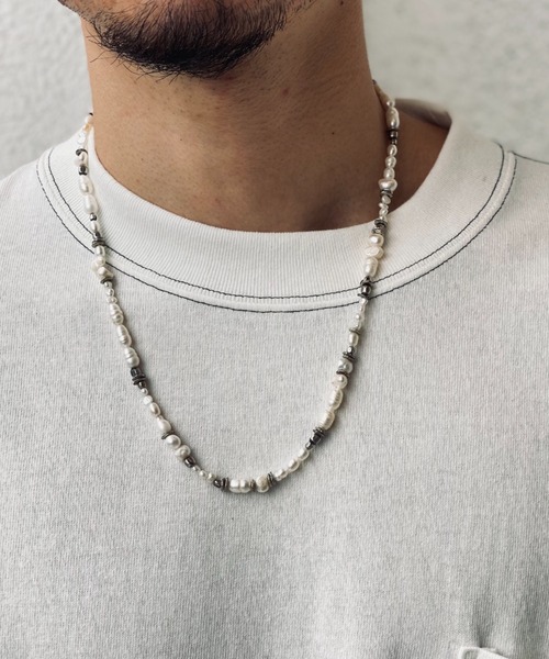 AMP JAPAN / Metal x Pearl Long Necklace ACCESSORY | MR.OLIVE