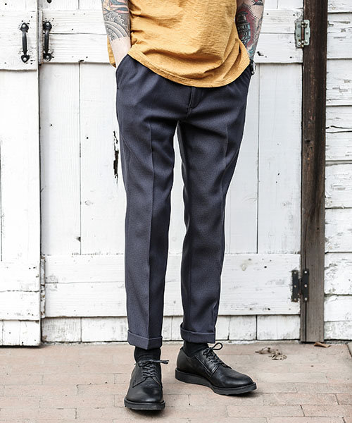MR.OLIVE / RETRO POLYESTER TWILL / ONE PLEATS STA-PREST TAPERED