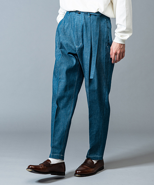 MR.OLIVE / 10oz ALL SEASON DEINIM / BELTED WIDE TAPERED PANTS 