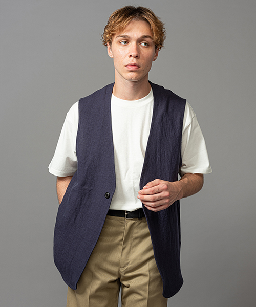 MR.OLIVE / FRENCH LINEN CLOTH / RELAX VEST OUTER | MR.OLIVE