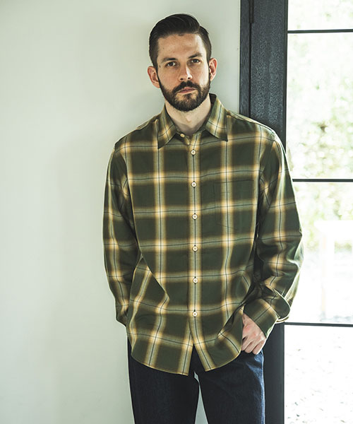 TENCEL OMBRE CHECK / REGULAR COLLAR SHIRT SHIRTS | MR.OLIVE