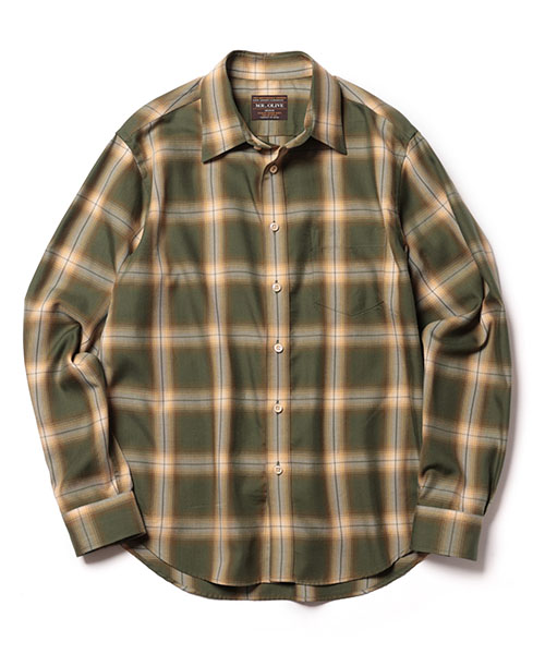 TENCEL OMBRE CHECK / REGULAR COLLAR SHIRT SHIRTS | MR.OLIVE