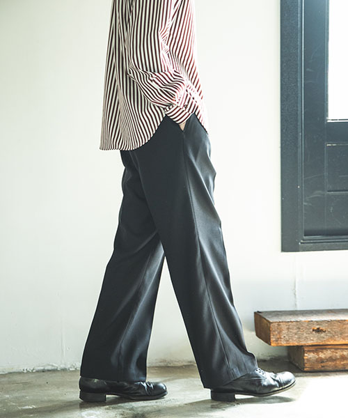 RETRO POLYESTER TWILL / EASY TWO PLEATS STA-PREST WIDE PANTS BOTTOMS | MR. OLIVE（ミスターオリーブ）公式通販サイト