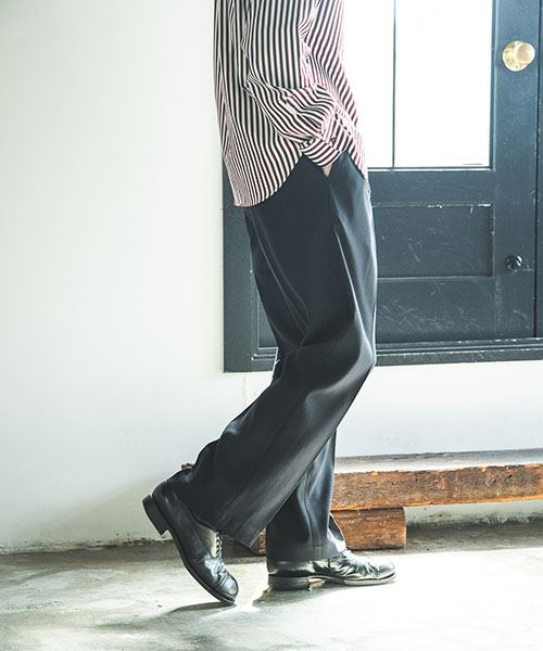 RETRO POLYESTER TWILL / EASY TWO PLEATS STA-PREST WIDE PANTS BOTTOMS | MR. OLIVE（ミスターオリーブ）公式通販サイト