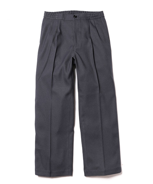 RETRO POLYESTER TWILL / EASY TWO PLEATS STA-PREST WIDE PANTS 