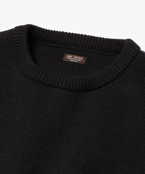 12G POLYESTER KNIT / LINKS JACQUARD CREW NECK SWEATER CUT&KNIT