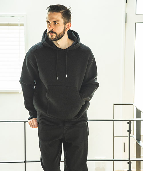 12G POLYESTER KNIT / LINKS JACQUARD HOODY CUT&KNIT | MR.OLIVE