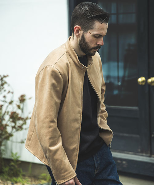 MICRO SUEDE STRETCH / SINGLE RIDERS JACKET OUTER | MR.OLIVE