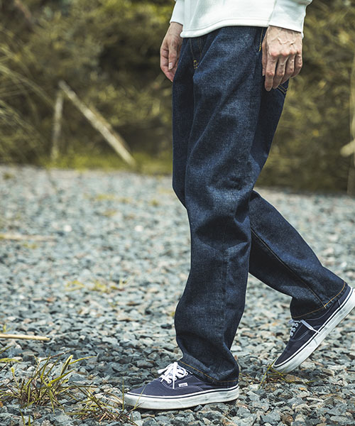 15oz OLD SELVAGE DENIM / WASHED RELAX TAPERED JEANS BOTTOMS | MR ...