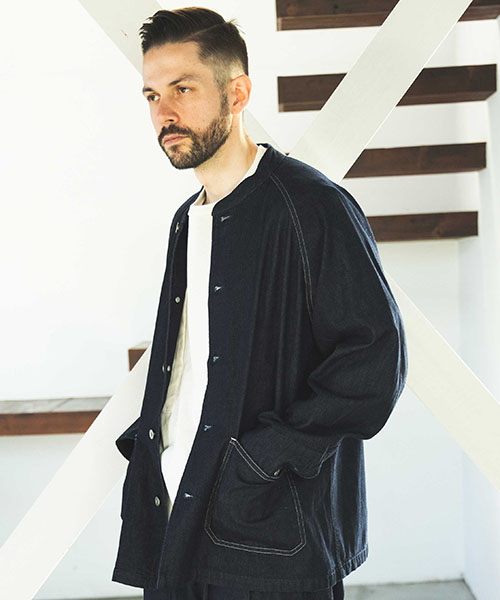 ミスターオリーブ　デニムカバーオール RINSE WASH 8oz DENIM / STAND COLLAR COVERALL JACKET OUTER