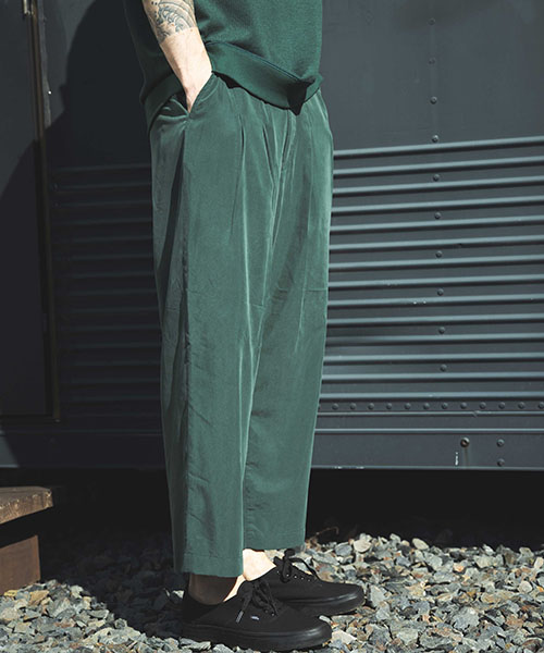 T/R POWDER CLOTH / 2TACK WIDE EASY PANTS BOTTOMS | MR.OLIVE