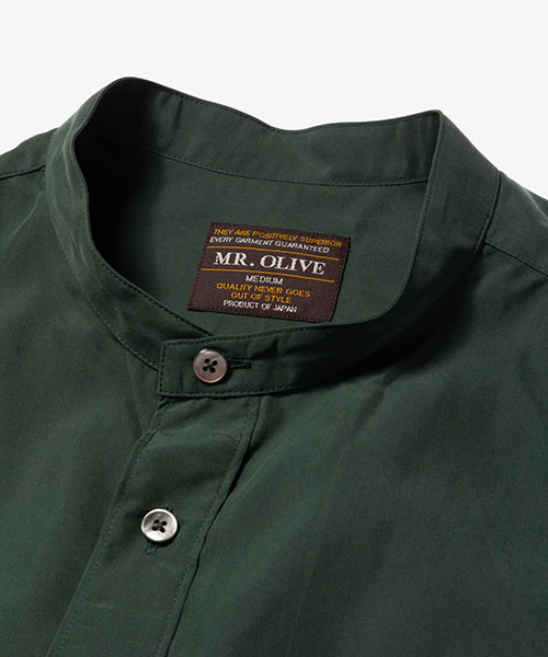 まつしたMR.OLIVE，ミスターオリーブ T/R POWDER CLOTH / BAND COLLAR S/S SHIRT SHIRTS | MR.OLIVE