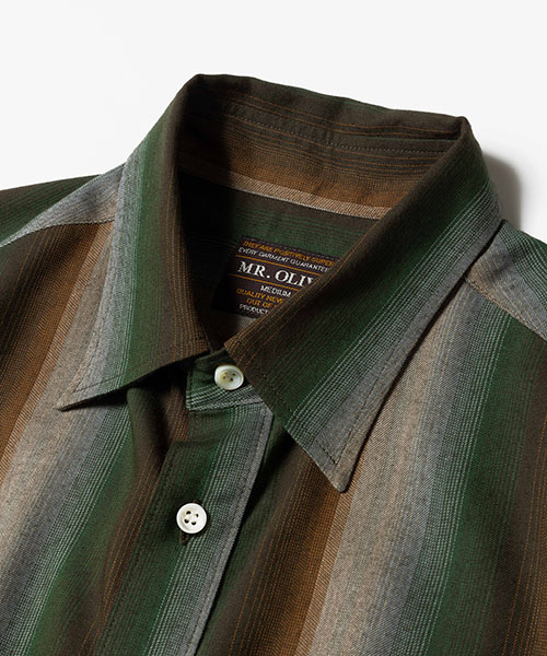 RAYON TWILL STRIPE / REGULAR COLLAR SHIRT SHIRTS | MR.OLIVE
