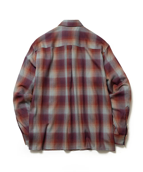 RAYON TWILL CHECK / SQUARE CUT REGULAR COLLAR SHIRT SHIRTS