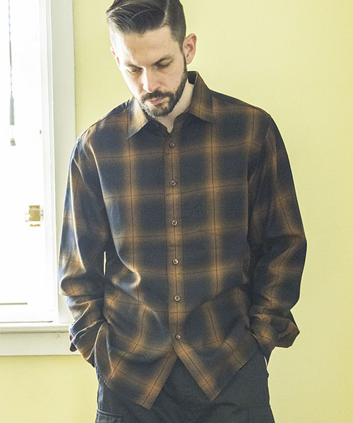 omomcclさん専用 TENCEL OMBRE CHECK / REGULAR COLLAR SHIRT SHIRTS | MR.OLIVE