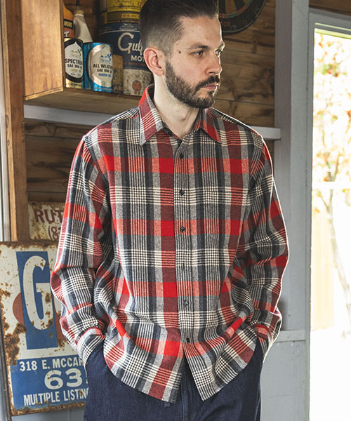 VINTAGE WOOL SAXONY CHECK / REGULAR COLLAR SHIRT SHIRTS | MR