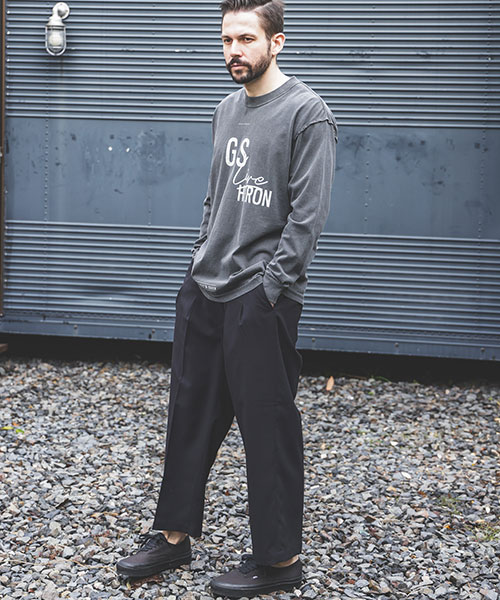 THICK &THIN YERN POLYESTER / 2TACK WIDE EASY PANTS BOTTOMS