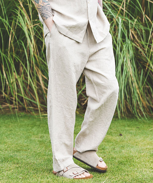FRENCH LINEN WASHABLE / RELAX TAPERED EASY PANTS BOTTOMS