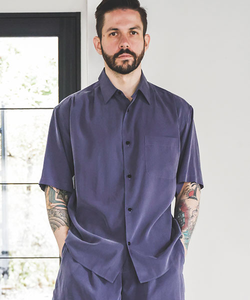 T/R POWDER CLOTH / DRAPE TACK SHIRT SHIRTS | MR.OLIVE