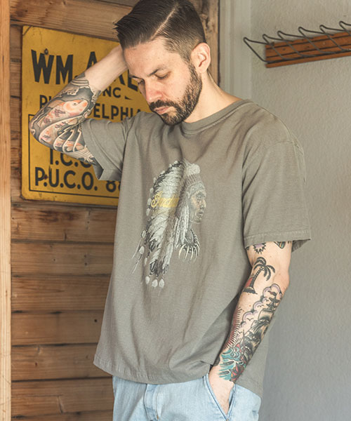 INDIAN MOTOCYCLE COLLABORATION / USED PRINT T-SHIRT TYPE-C
